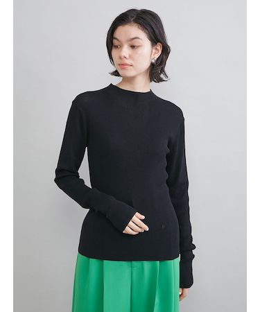 ハイネックハイゲージシアーリブニット