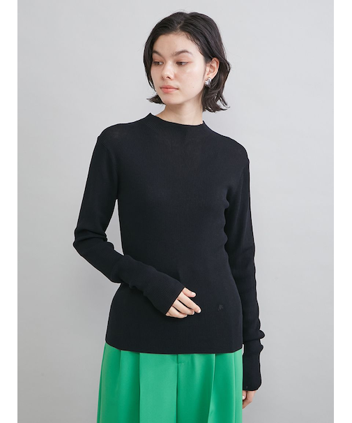 ハイネックハイゲージシアーリブニット