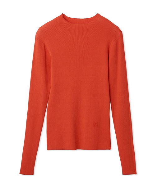 ハイネックハイゲージシアーリブニット