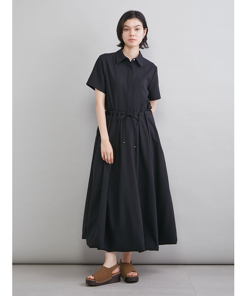 リネン混バルーンシャツワンピース