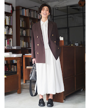 リネン混バルーンシャツワンピース