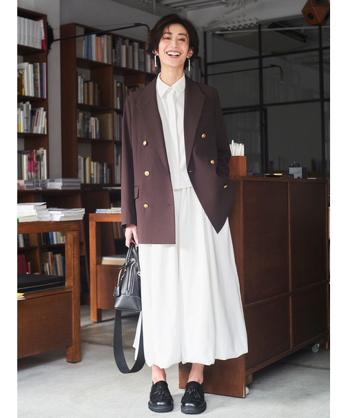 リネン混バルーンシャツワンピース