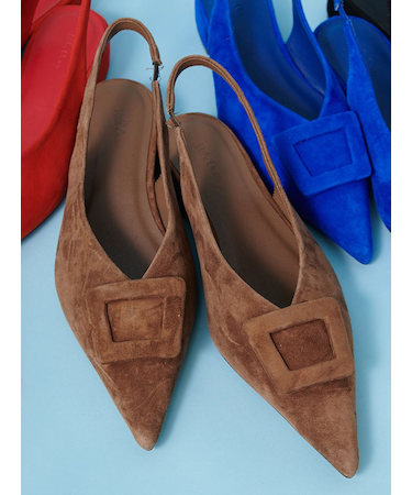 バックル付きラムレザースリングパンプス