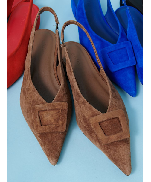 バックル付きラムレザースリングパンプス