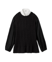 付け衿付きシャツドッキングケーブルニット