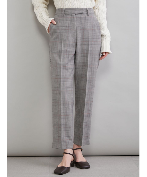 後ろゴムテーパードチェックパンツ