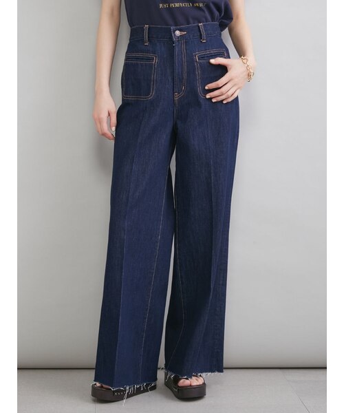 MILA PANTS】玉縁ポケットセミフレアデニムパンツ｜ミラオーウェンの