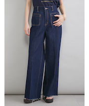 【MILA PANTS】玉縁ポケットセミフレアデニムパンツ