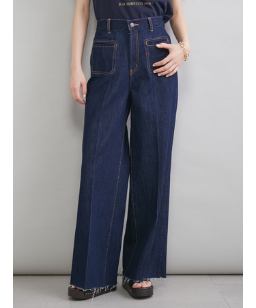 【MILA PANTS】玉縁ポケットセミフレアデニムパンツ