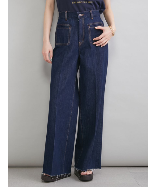 【MILA PANTS】玉縁ポケットセミフレアデニムパンツ