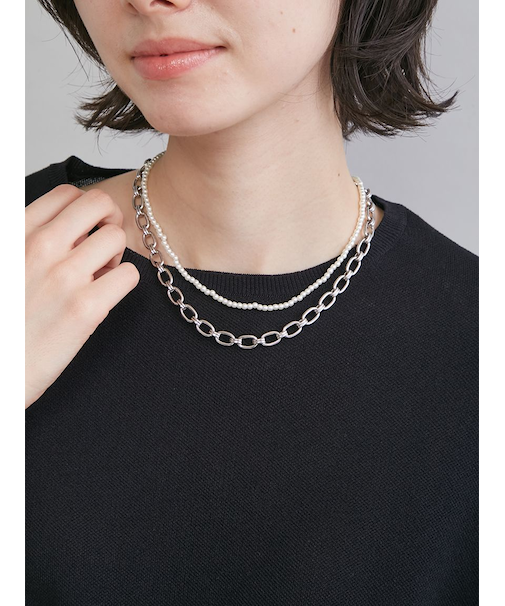 ２連パールチェーンネックレス