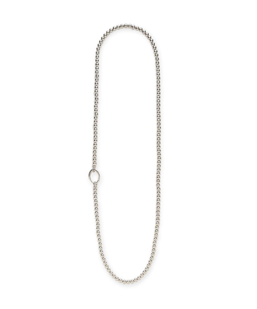 メタルリングパールロングネックレス