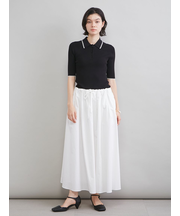 【WEB限定カラー】ポロニット×タックフレアスカートドッキングワンピース