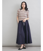 【WEB限定カラー】ポロニット×タックフレアスカートドッキングワンピース