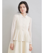 アンサンブルペプラムシアーポロニットカーディガン