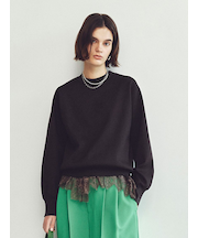 レースヘムレイヤードニット