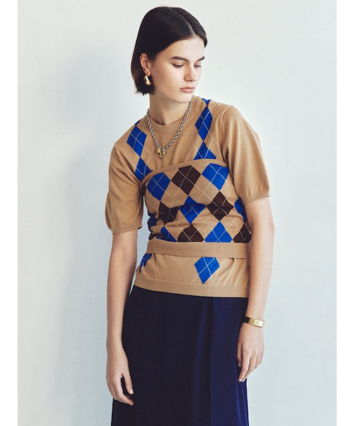 アーガイルニットチューブトップ