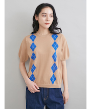 アーガイルニットトップス