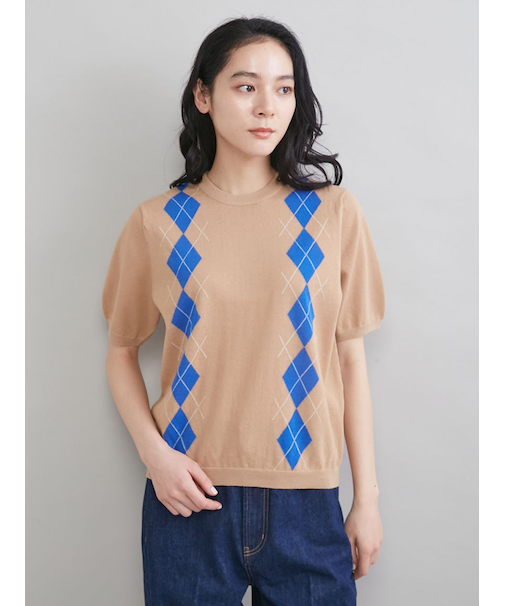 アーガイルニットトップス