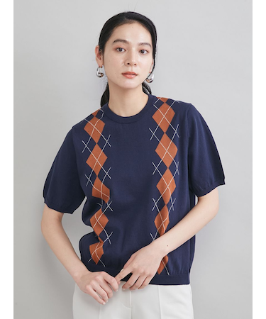 アーガイルニットトップス