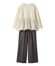 ペプラムブラウス×ワンタックパンツ　ＳＥＴＵＰ