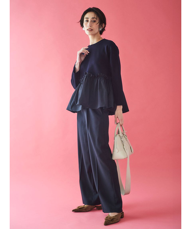 ペプラムブラウス×ワンタックパンツ　ＳＥＴＵＰ