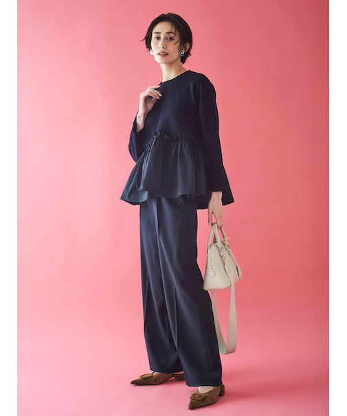 ペプラムブラウス×ワンタックパンツ　ＳＥＴＵＰ