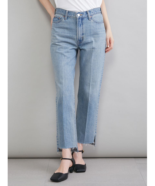 【MILA PANTS】裾段差テーパードデニムパンツ