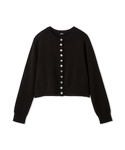 シェル釦デザインクロップドニットカーディガン