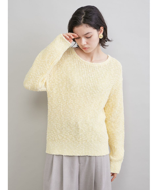 ボートネック片畔ニット