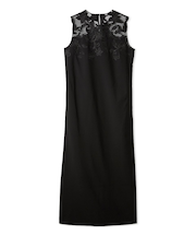 カットワークレース刺繍ストレートワンピース