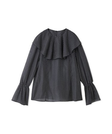 ラッフルカラーシアーブラウス