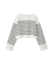 ボートネック短丈パネルボーダー