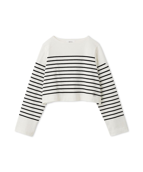 ボートネック短丈パネルボーダー