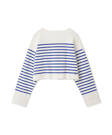 ボートネック短丈パネルボーダー