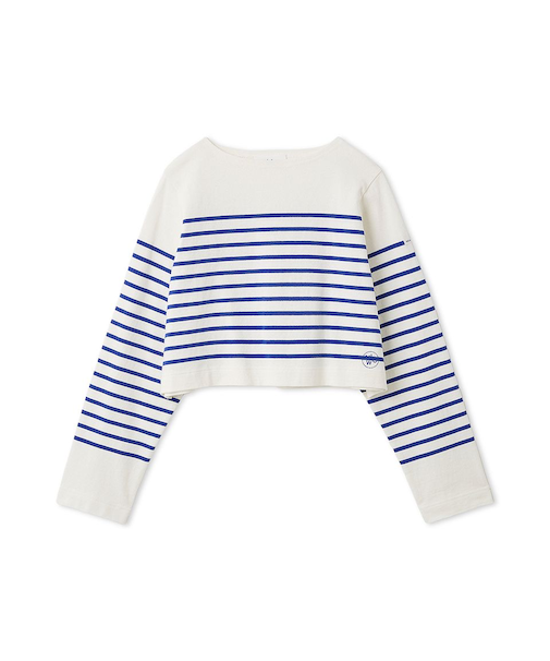 ボートネック短丈パネルボーダー