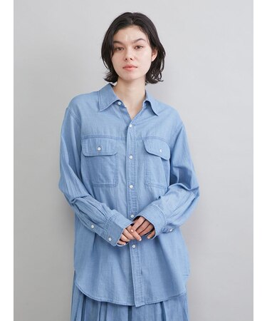 シアーデニムフラップシャツ