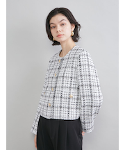 クロップド金釦コンパクトツイードジャケット