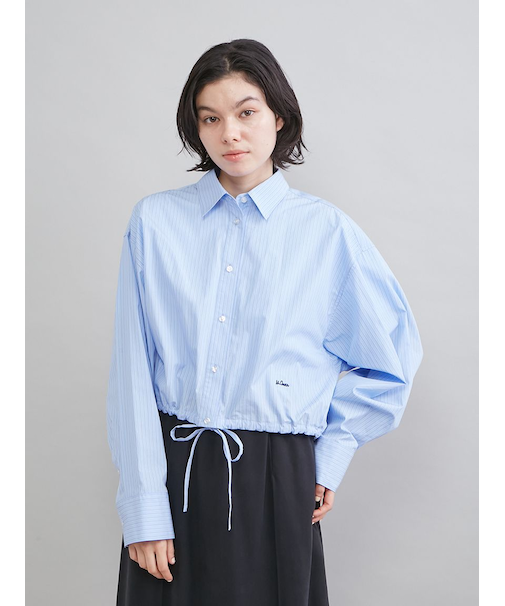 ストライプドロストショートシャツ