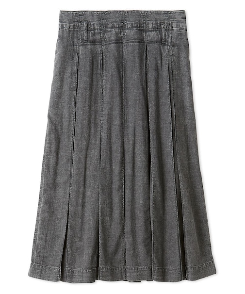 シアーデニムタックプリーツスカート