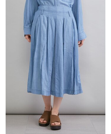 シアーデニムタックプリーツスカート