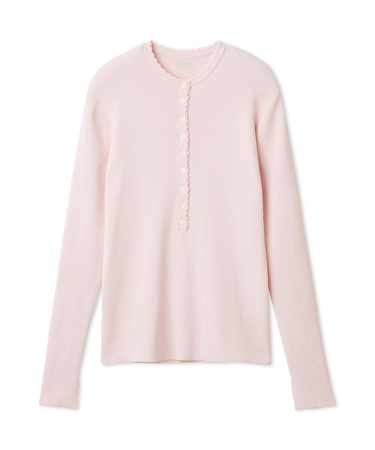 刺繍スカラヘンリーネックニット