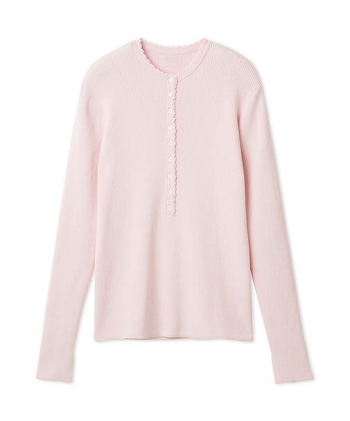 刺繍スカラヘンリーネックニット