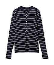 刺繍スカラヘンリーネックニット