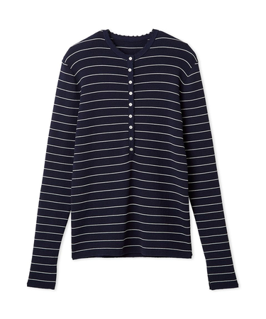 刺繍スカラヘンリーネックニット