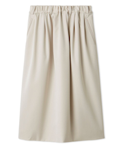 ウエストゴムランダムタックミディスカート