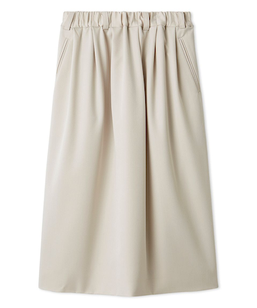 ウエストゴムランダムタックミディスカート