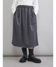 ウエストゴムランダムタックミディスカート