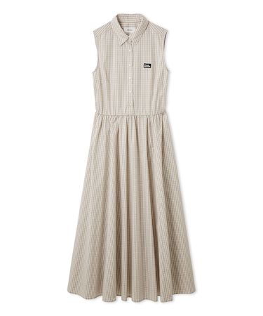 スリーブレスマキシ丈シャツワンピース