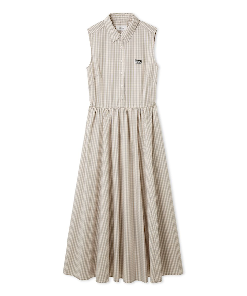 スリーブレスマキシ丈シャツワンピース